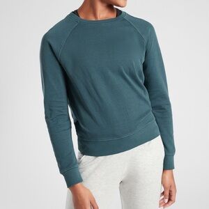 ATHLETA Women's S Sundown Pullover Sweatshirt Oceanic Teal Long Sleeve Stretch